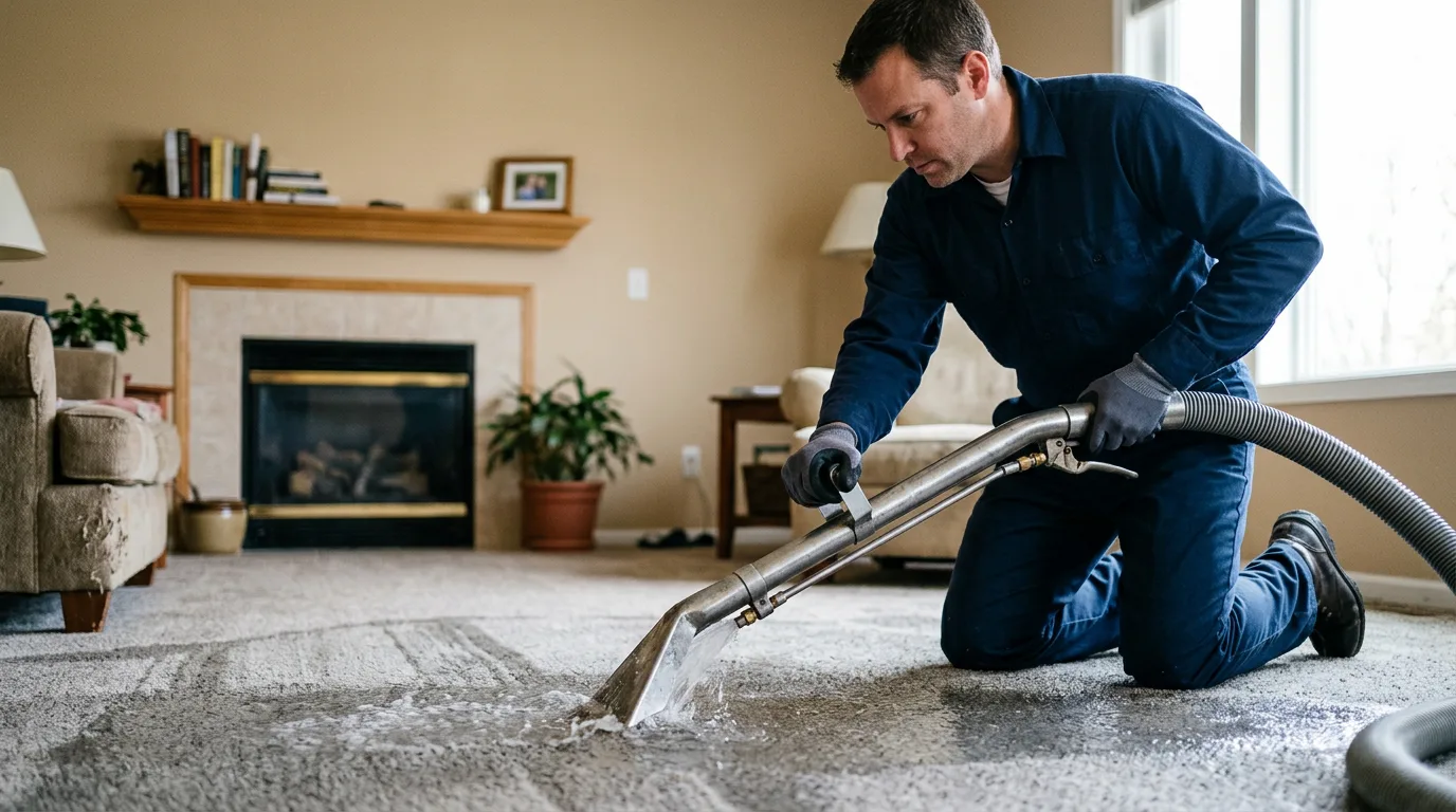 Water damage restoration technician working near Herrick, IL